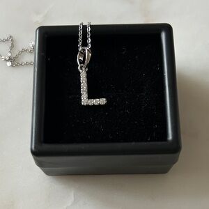 Luxury Moissanite Diamond 925 Sterling Silver Initial‎ 'L' Pendant Necklace